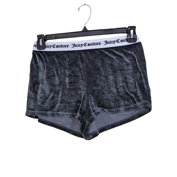 Juicy Couture Sleep Shorts Womens XL Black Velour Lounge Stretch Bling Logo - Picture 2 of 3